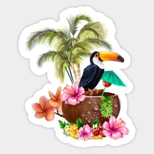 Tropical design with toucan Sticker